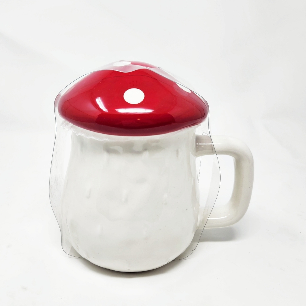 Red Mushroom Coffee Mug with Lid